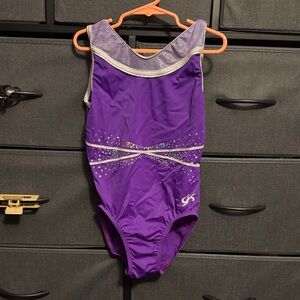 Purple and Silver Leotard with Rhinestone Accents